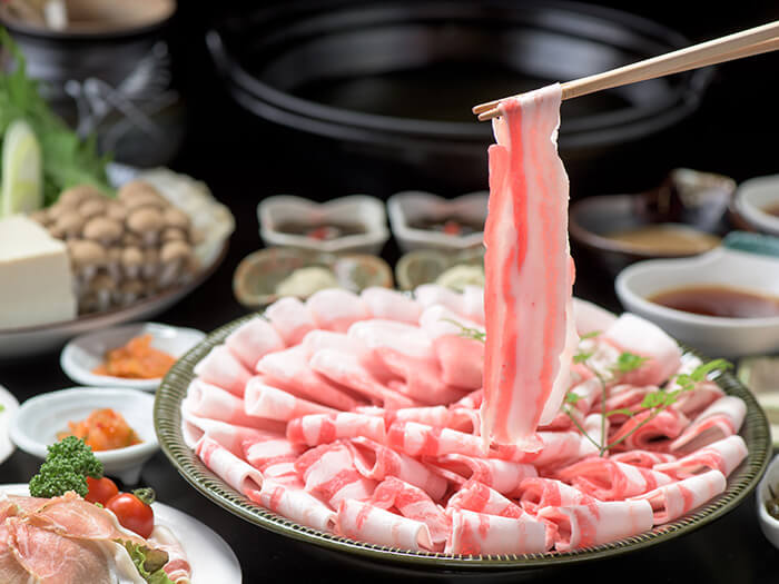 Premium Agu shabu shabu course uses brand Agu pork called Yanbaru Shimabuta.