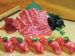 The owners’ recommendation is the high quality Basashi (horse sashimi). The dissolving meat is shipped straight from Kumamoto.