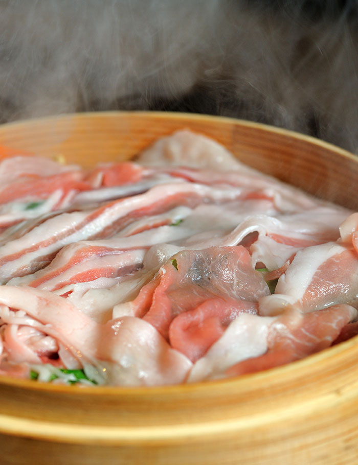 Quick-steamed Yanbaru Agu island pork is our most popular menu!