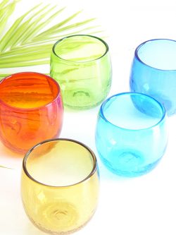Colorful handmade glasses form an impression of the nature in Okinawa