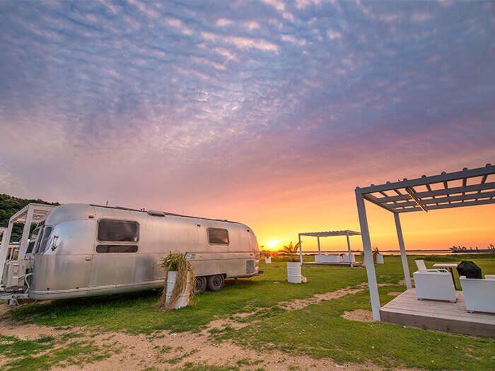 Experience glamping using a camping trailer