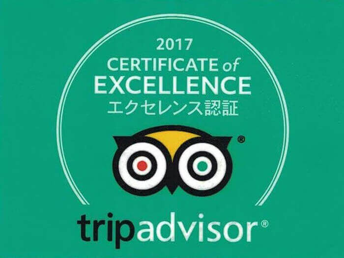We received TripAdvisor's Certificate of Excellence in 2017.