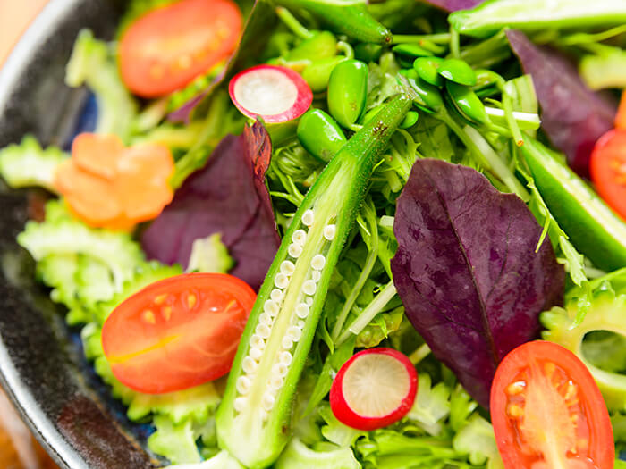 Taste lots of local vegetables with the island vegetable salad.