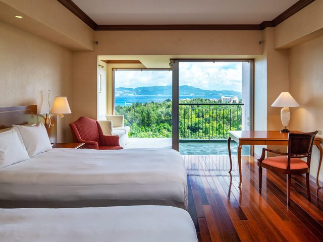 Each spacious guest room has a living room with an ocean view. Take in the gorgeous view to your heart's content.