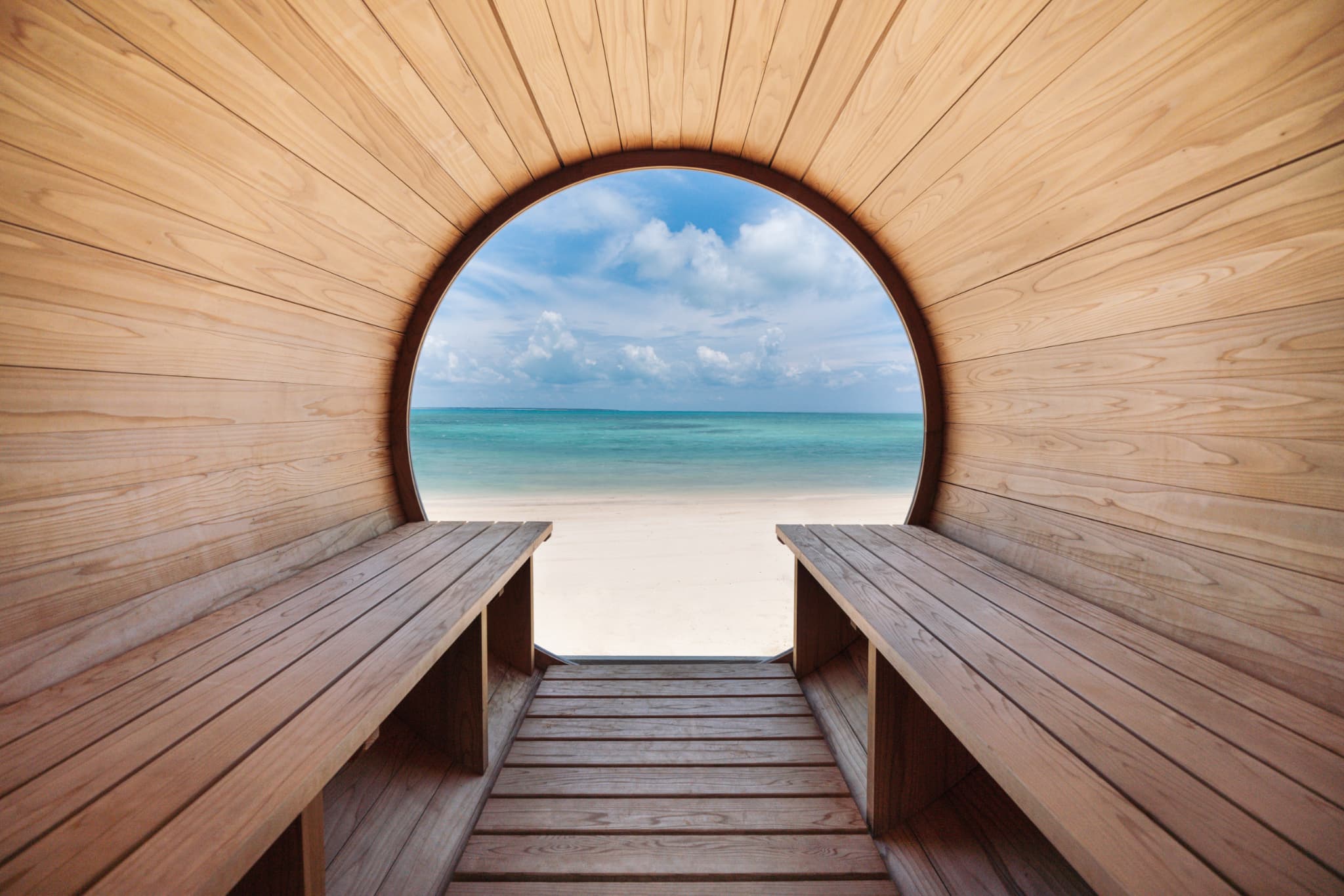 【リゾナーレ小浜島】バレルサウナ_室内